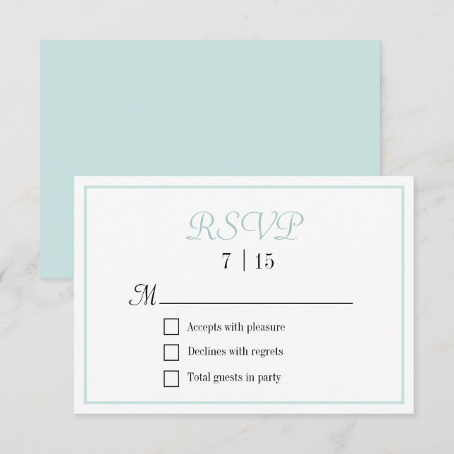 Chic Aqua e RSVP de Casamento Branco (Frente/Verso)
