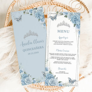 Chic Baby Blue Butterflies Quinceañera Menu