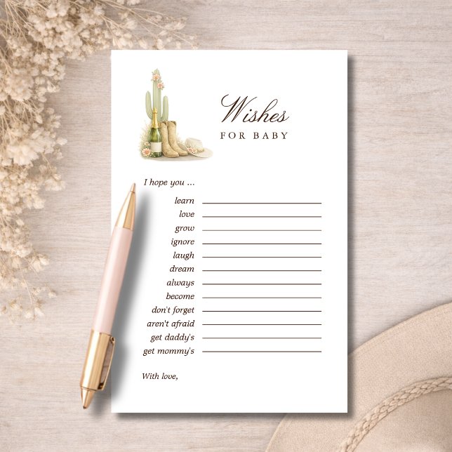 Chic Baby Shower Games Wishes For Baby Advice Card (Criador carregado)