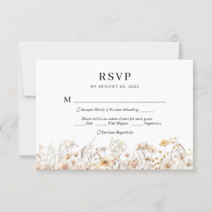 Chic Beige Meadow Wildflower Menu Casamento