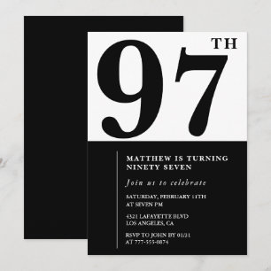 Chic Black and White 97.º convite de aniversário