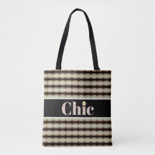 Chic Black Brown & Beige Stripe Tote Bag