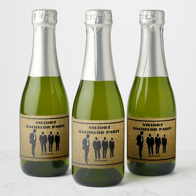 Chic Black & Dourado Bachelor Party (Garrafas)