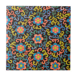 Chic Black Pattern with Colorful Floral