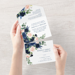 Chic Blooms   Marinho romântico Casamento azul e b