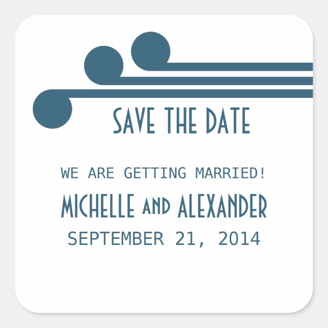 Chic Blue Simple Deco Salve os adesivos Date (Frente)