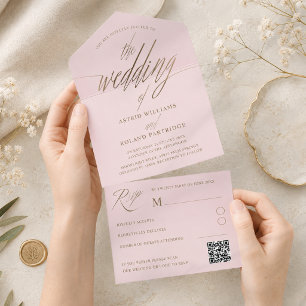Chic Blush & Caligrafia Dourada Falsa O Casamento