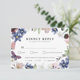 Chic Boho Wildflower Weding RSVP Card