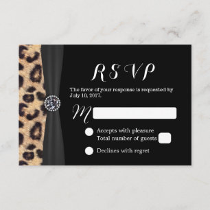 Chic Bright Diamond & Leopard Print Weding RSVP