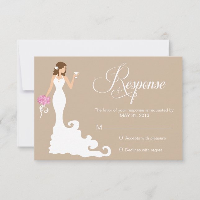 Chic Brown Modern Bride RSVP (Frente)