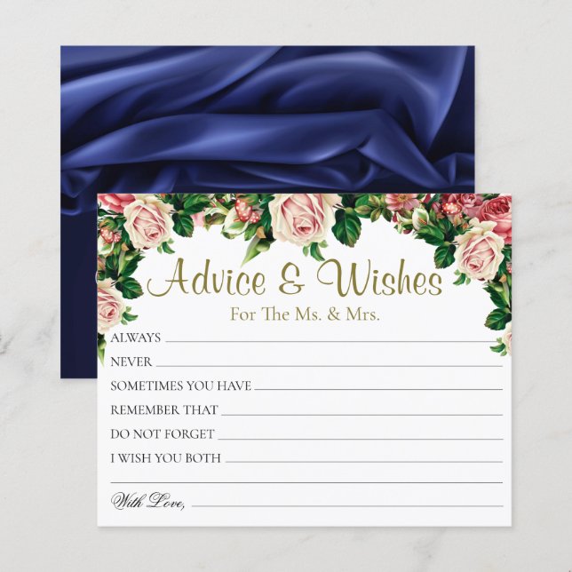 Chic Buquê Rosa Aviso de Casamento Deseja Cartões (Frente/Verso)