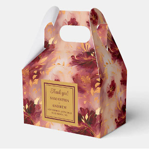 Chic Burgundy Blush Dourado Boho Casamento Caixa