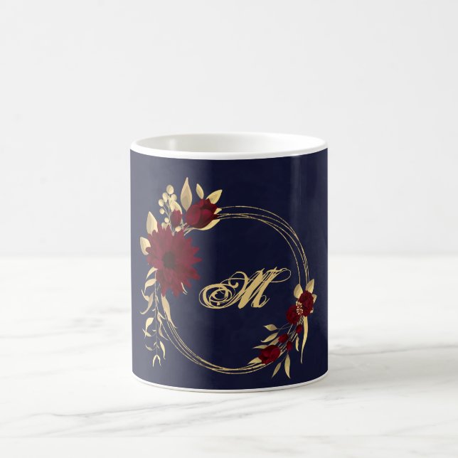 Chic burgundy e marinho de ouro caneca de café (Centro)