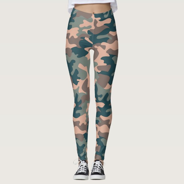 Chic Camouflage - Leggings do padrão Khaki (Frente)