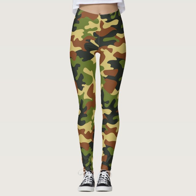 Chic Camouflage - Leggings do padrão Khaki (Frente)
