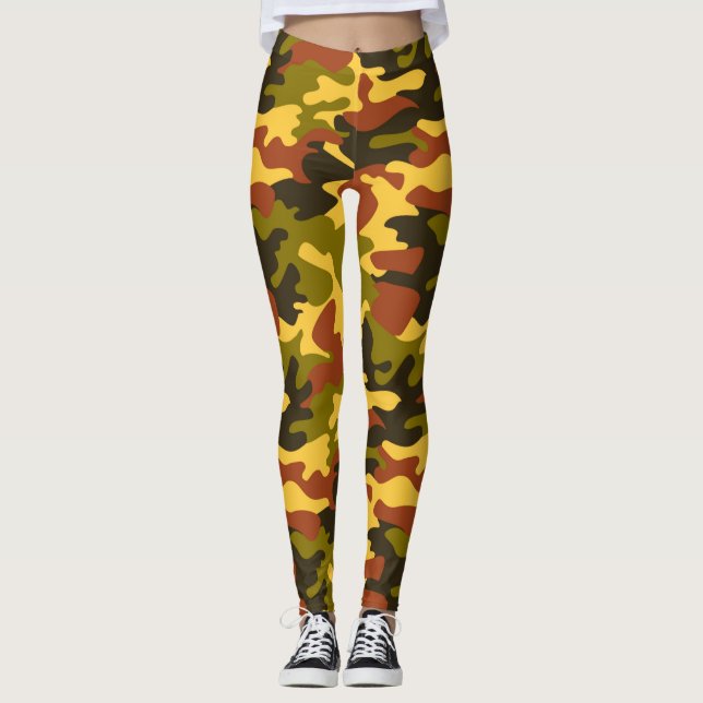 Chic Camouflage - Leggings do padrão Khaki (Frente)