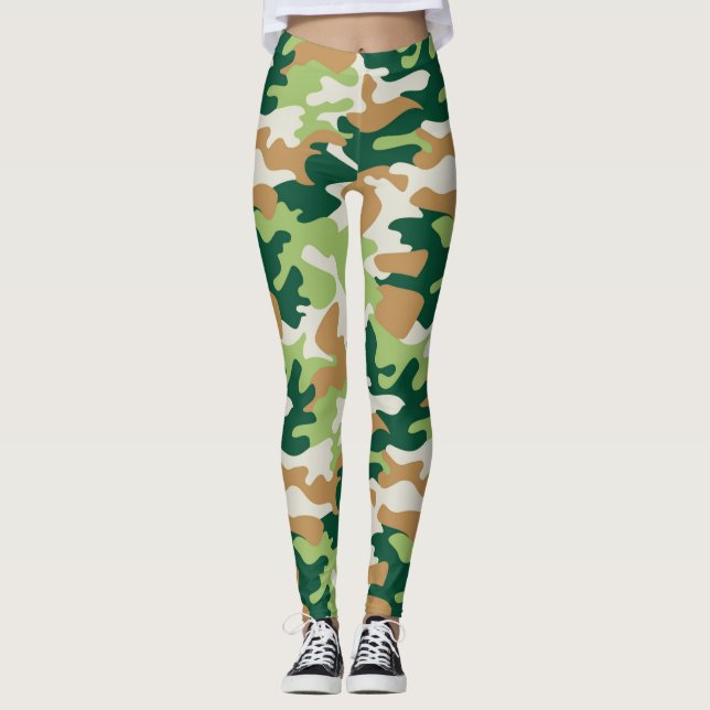 Chic Camouflage - Leggings do padrão Khaki (Frente)