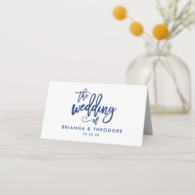 Chic - Cartão de Escolta de Casamento de Marinho D (Verso)