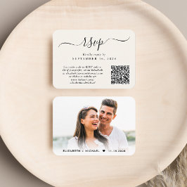 Chic Cartão de RSVP de Casamento Creme Código QR F
