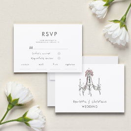 Chic Chandelier Watercolor Wedding RSVP Card