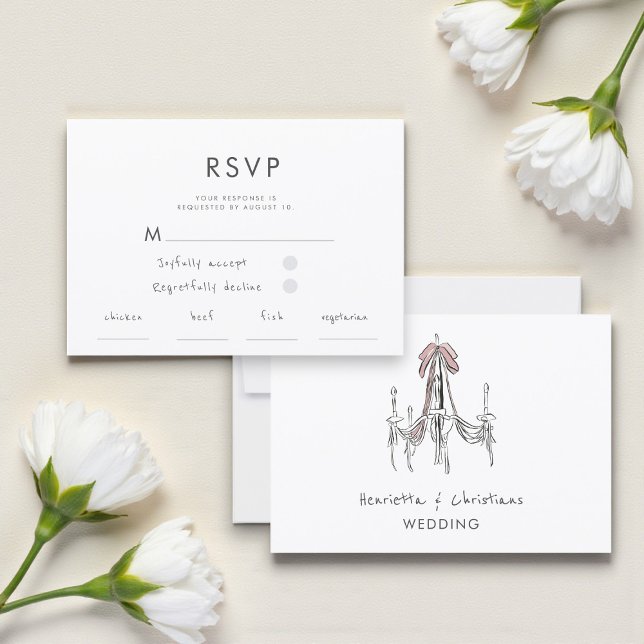 Chic Chandelier Watercolor Wedding RSVP Card (Criador carregado)