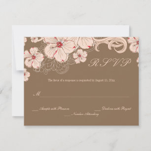 Chic cor-de-rosa hibiscus flor casamento RSVP resp