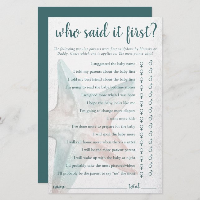 Chic costal | Fécula Teal Que Disse O Primeiro Jog (Frente/Verso)