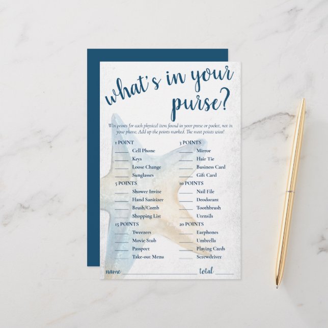 Chic costal | Starfish Azul No Jogo Da Bolsa (Frente/Verso In Situ)