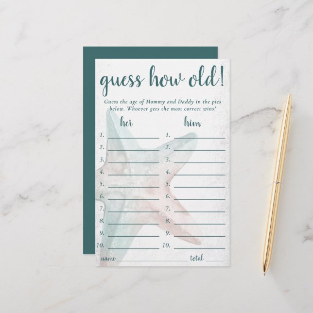 Chic costal | Starfish Teal Adivinha Qual Jogo Ant (Frente/Verso In Situ)