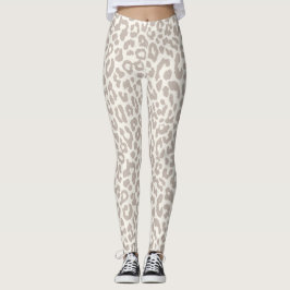 Chic Cream Taupe Animal Imprimir Leggings Yoga