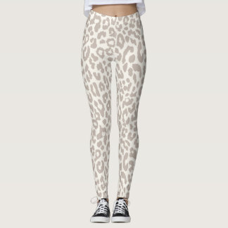 Chic Cream Taupe Animal Imprimir Leggings Yoga