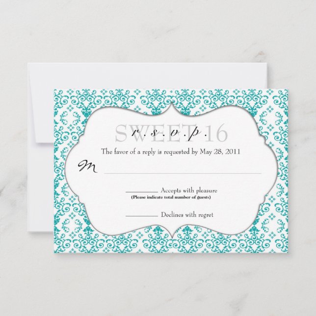 Chic Damask RSVP [Teal] (Frente)
