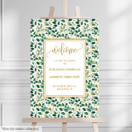 Chic Dark Green Dourado Boho Eucalyptus - Sinal de