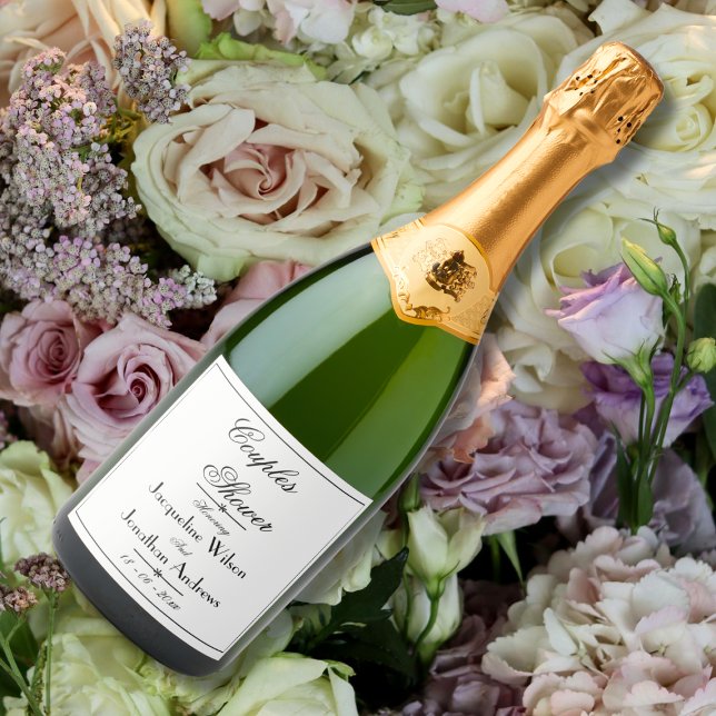 Chic de Nomes de Script Elegante Simples para Chás (For a Perfect Couples Shower - Simple Elegant Script Names Chic Sparkling Wine Label.)