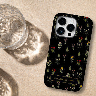 Chic de Padrão Floral de Flor Selvagem Preta