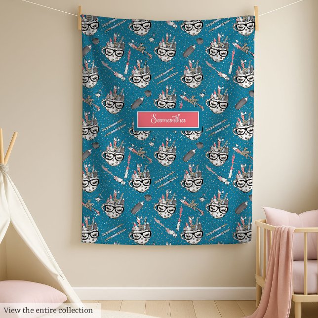 Chic de volta ao cobertor de presentes da escola c (Chic back to school gift blanket with custom name)