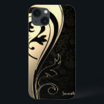 Chic Dourado Adorável, Black Paisley - Personaliza<br><div class="desc">Adorável ouro elegante e paisley preto com seu nome</div>
