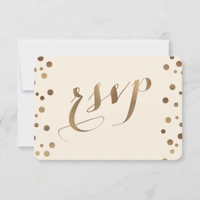 Chic Dourado Confetti Love Champagne RSVP (Frente)