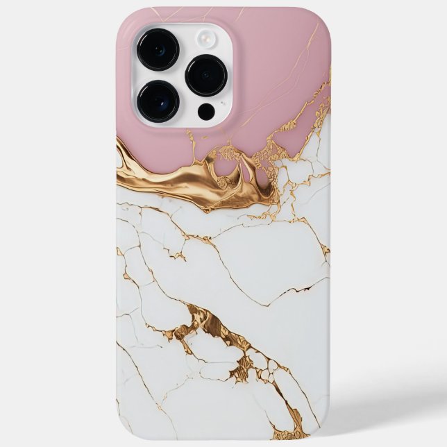 Chic Dourado Marble Moderno, Rosa Branco (Verso)