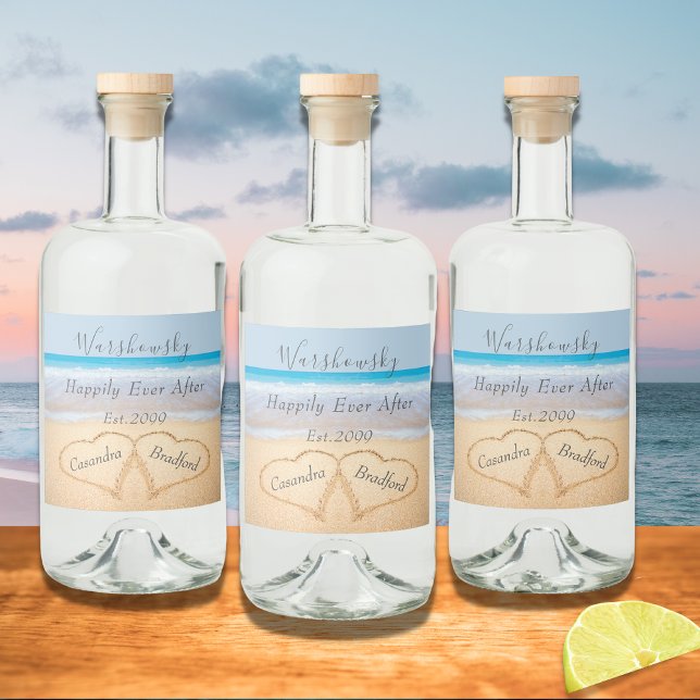 Chic Dusty Blue Beach Wedding 2 Heart Sand (Criador carregado)