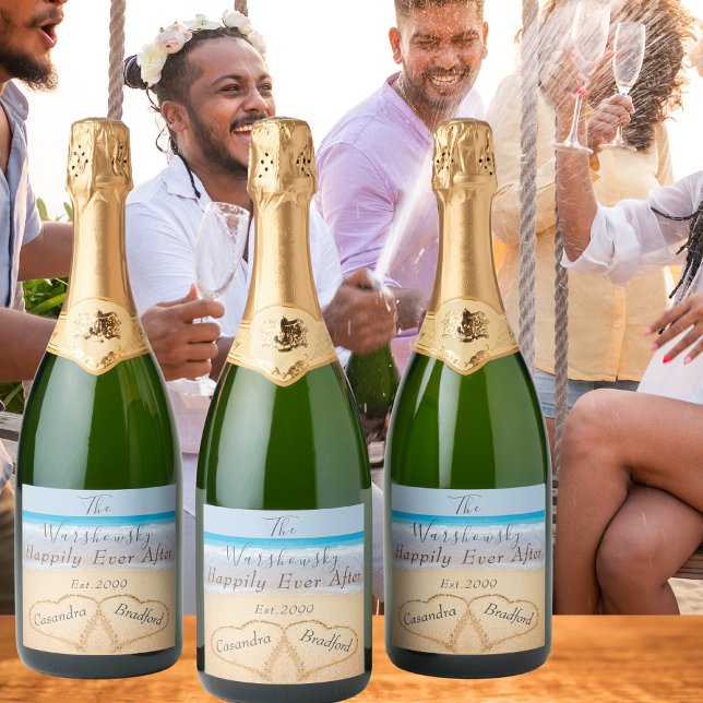 Chic Dusty Blue Beach Wedding 2 Heart Sand (Criador carregado)