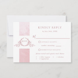 Chic Dusty Rosa Watercolor Monograma RSVP