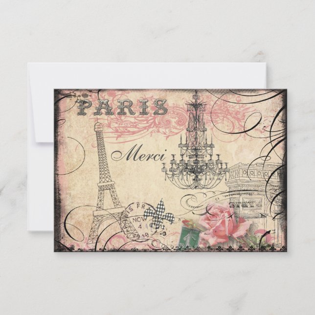 Chic Eiffel Tower & Chandelier Merci (Frente)