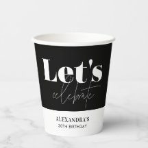 Chic Elegant Black White Vamos Celebrar Aniversári