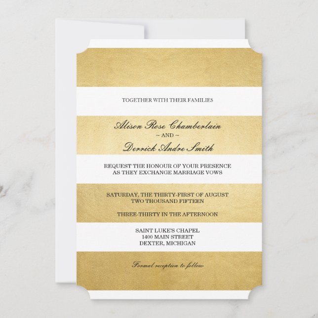 Chic Elegant Gold Foil e convite para casamento br (Frente)