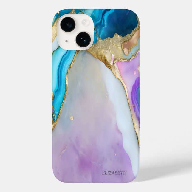 Chic Elegant Violet Blue Marble (Verso)