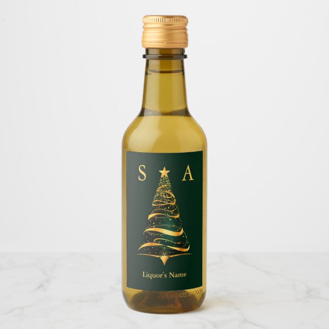 Chic Elegante Árvore de Natal em Ouro Monograma Ca (Frente)