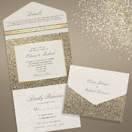 Chic Elegante Brilho Dourado Casamento