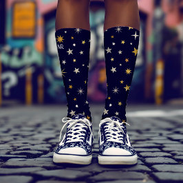 Chic Elegante Dourada Silver Stars Marinho Monogra