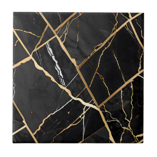 Chic Elegante negro ouro amarelo Faux Marble